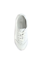 Pavers White Ladies Leather Lace-Up Trainers - Image 5 of 6