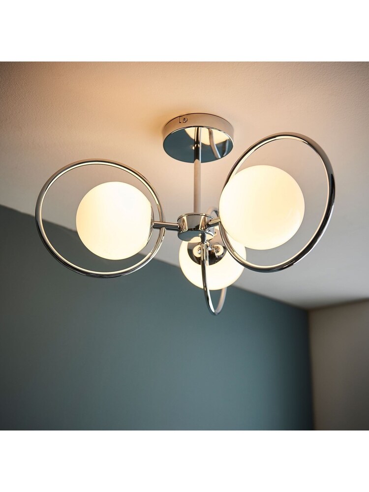 Gallery Home Silver Ola 3 Bulb Ceiling Light - Image 1 of 6
