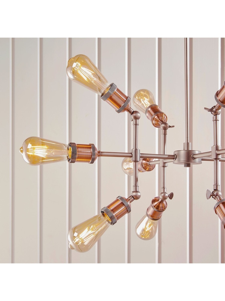 Gallery Home Copper Hamilton 12 Bulb Ceiling Light Pendant - Image 2 of 7