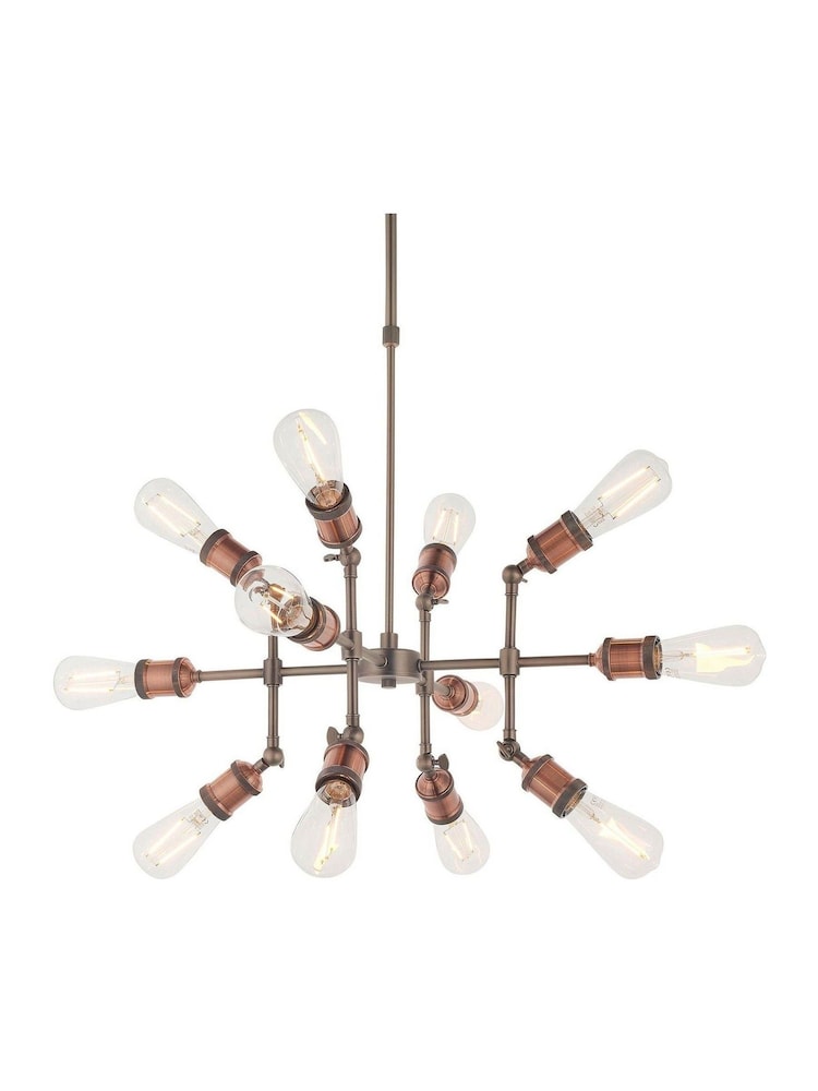Gallery Home Copper Hamilton 12 Bulb Ceiling Light Pendant - Image 7 of 7