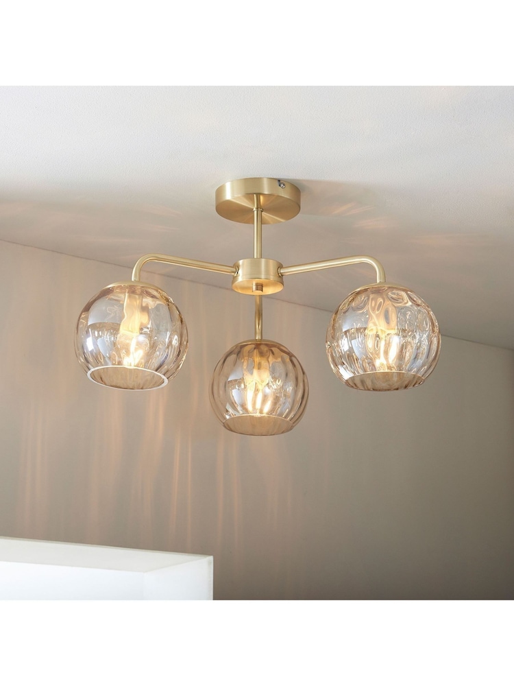 Gallery Home Gold 3 Light Flush Dilan Ceiling Light - Image 1 of 6