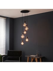 Gallery Home Matt Black Industrial 6 Bulb Ceiling Light Pendant - Image 1 of 8