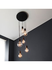 Gallery Home Matt Black Industrial 6 Bulb Ceiling Light Pendant - Image 7 of 8