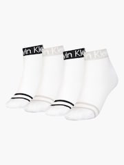 Calvin Klein White Quarter Logo Socks 4 Pack - Image 1 of 1