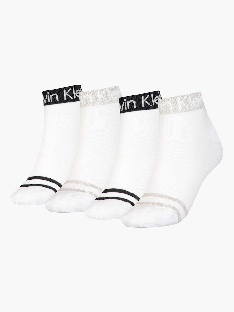 Calvin Klein White Quarter Logo Socks 4 Pack - Image 1 of 1