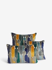 Navy Blue 43 x 43cm Retro Cut Velvet Cushion - Image 3 of 7