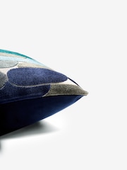 Navy Blue 43 x 43cm Retro Cut Velvet Cushion - Image 7 of 7