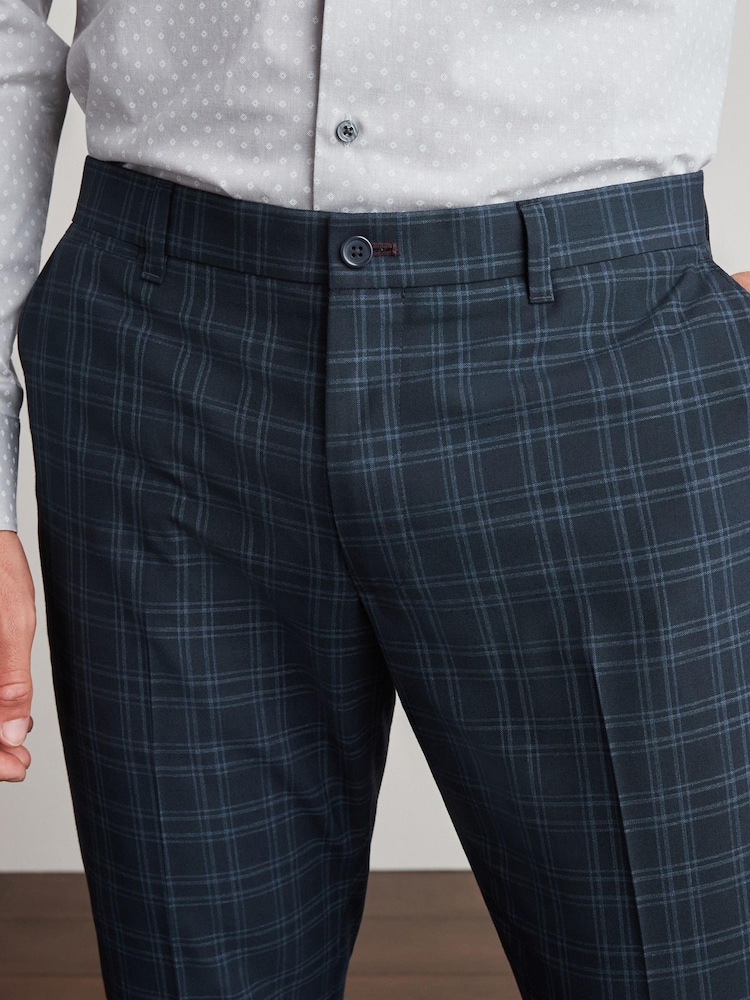 Bleu - Pantalon élégant à carreaux - Image 4 of 9