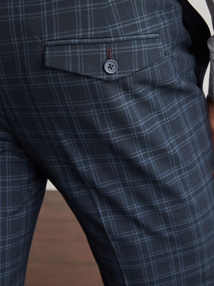 Bleu - Pantalon élégant à carreaux - Image 6 of 9