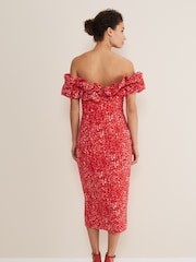Phase Eight Red Senita Off Shoulder Ditsy Dress - Image 2 of 6