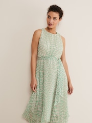 Phase Eight Green Vanya Pleated Sunray Dress - Image 3 of 6