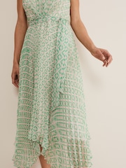 Phase Eight Green Vanya Pleated Sunray Dress - Image 5 of 6