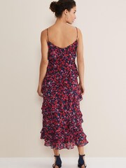 Phase Eight Blue Ballie Strappy Asymmetric Frill Dress - Image 2 of 6