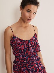Phase Eight Blue Ballie Strappy Asymmetric Frill Dress - Image 4 of 6