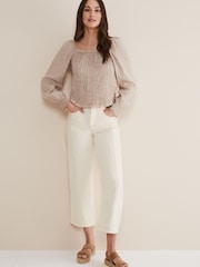 Phase Eight Cream Fraya Wide Leg Jeans - Image 3 of 6