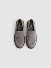 Reiss Grey Adele Leather Chunky Cleated Loafers - Image 3 of 5