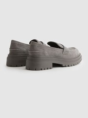 Reiss Grey Adele Leather Chunky Cleated Loafers - Image 4 of 5