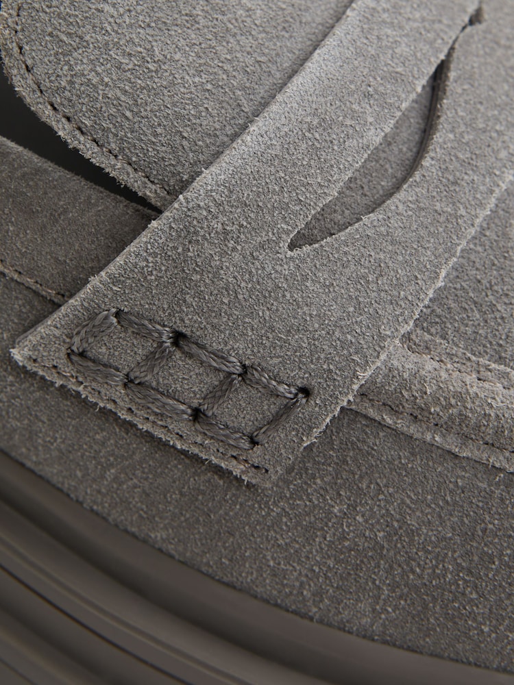 Reiss Grey Adele Leather Chunky Cleated Loafers - Image 5 of 5