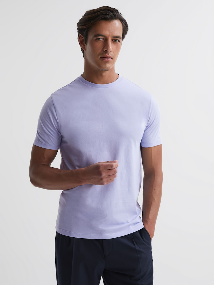 Reiss Lilac Bless Cotton Crew Neck T-Shirt - Image 1 of 6