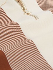 Reiss Tobacco/Ecru Milton Half-Zip Striped Polo Shirt - Image 6 of 6