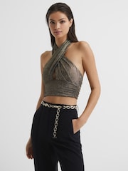 Reiss Gold Camilla Oval Chain Belt - Image 1 of 8