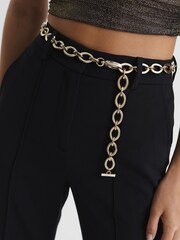 Reiss Gold Camilla Oval Chain Belt - Image 4 of 8