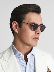 PAIGE Round Metal Frame Sunglasses - Image 3 of 6