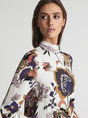 Reiss Cream Annie Retro Print Blouse - Image 1 of 6