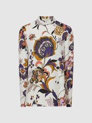 Reiss Cream Annie Retro Print Blouse - Image 2 of 6