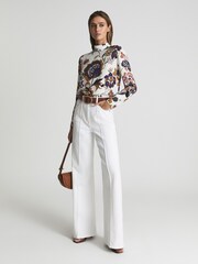 Reiss Cream Annie Retro Print Blouse - Image 3 of 6