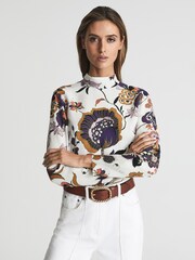 Reiss Cream Annie Retro Print Blouse - Image 6 of 6
