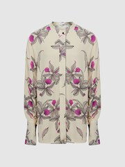 Reiss Neutral/Pink Tilly Orchid Print Blouse - Image 2 of 6