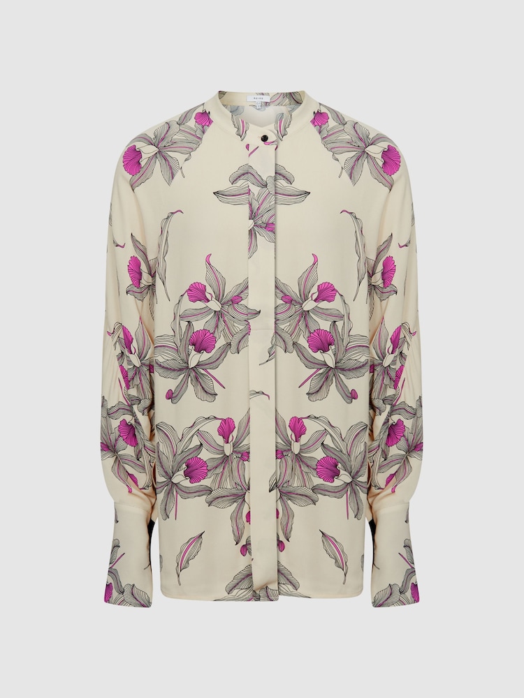 Reiss Neutral/Pink Tilly Orchid Print Blouse - Image 2 of 6