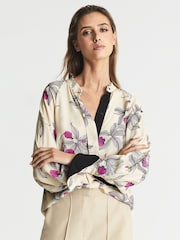 Reiss Neutral/Pink Tilly Orchid Print Blouse - Image 6 of 6
