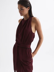 Reiss Burgundy Red Frida Bow-Back Jumpsuit - Image 4 of 5