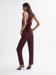 Reiss Burgundy Red Frida Bow-Back Jumpsuit - Image 5 of 5