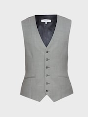 Reiss Soft Grey Lowry Birdseye Slim Fit Waistcoat - Image 2 of 7