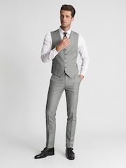 Reiss Soft Grey Lowry Birdseye Slim Fit Waistcoat - Image 3 of 7