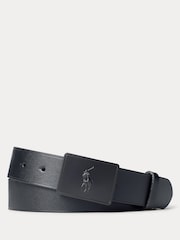 Polo Ralph Lauren Black Pony Plaque Leather Belt - Image 1 of 2