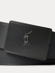 Polo Ralph Lauren Black Pony Plaque Leather Belt - Image 2 of 2