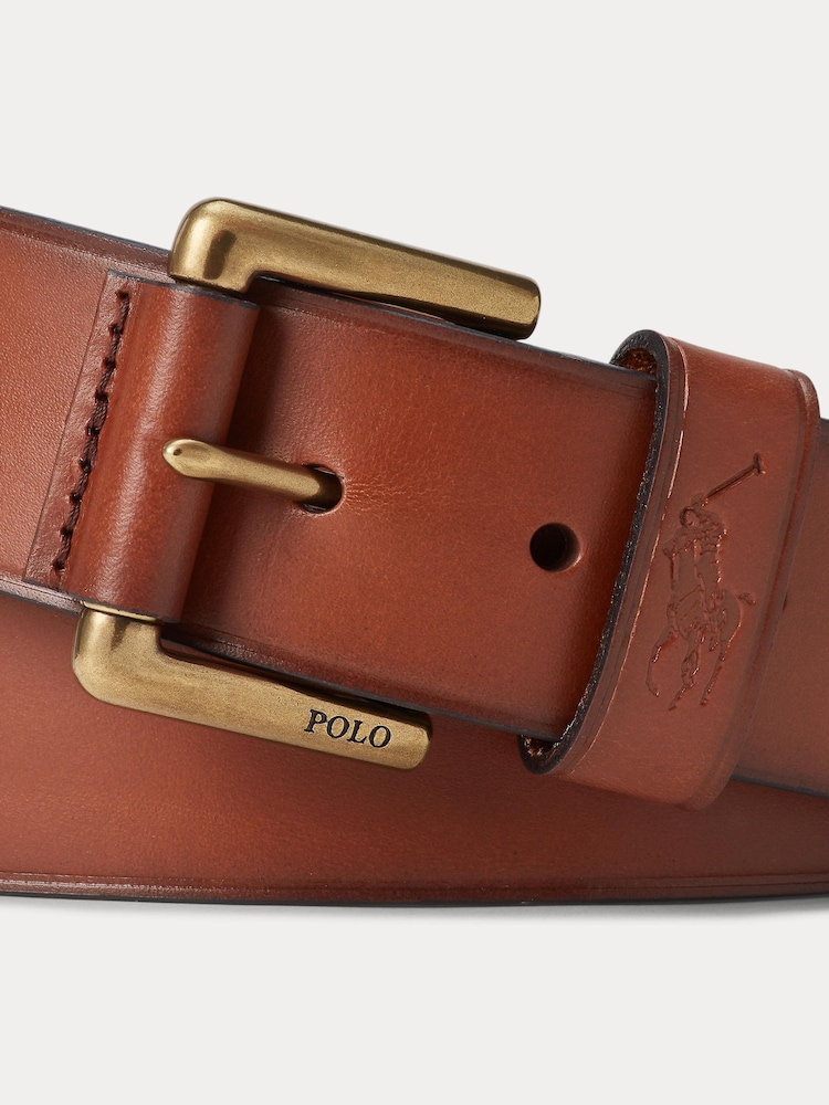 Polo Ralph Lauren Tan Brown Leather Pony Player Belt - Image 2 of 2 Polo Ralph Lauren Tan Brown Leather Pony Player Belt - Image 2 of 2