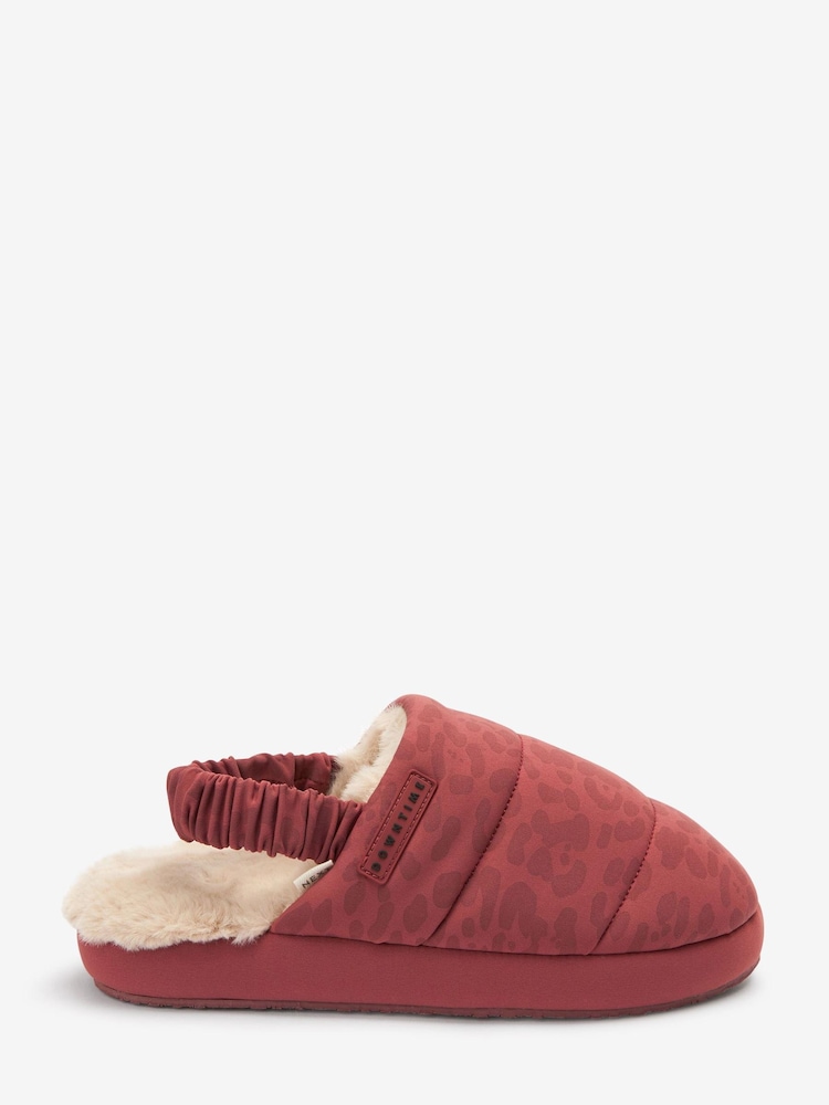 Pink Animal Print Quilted Mule Slippers With Elastic Support - Image 1 of 4