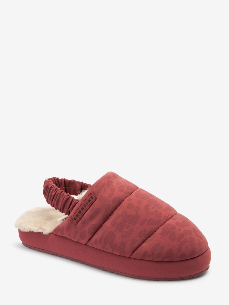 Pink Animal Print Quilted Mule Slippers With Elastic Support - Image 2 of 4