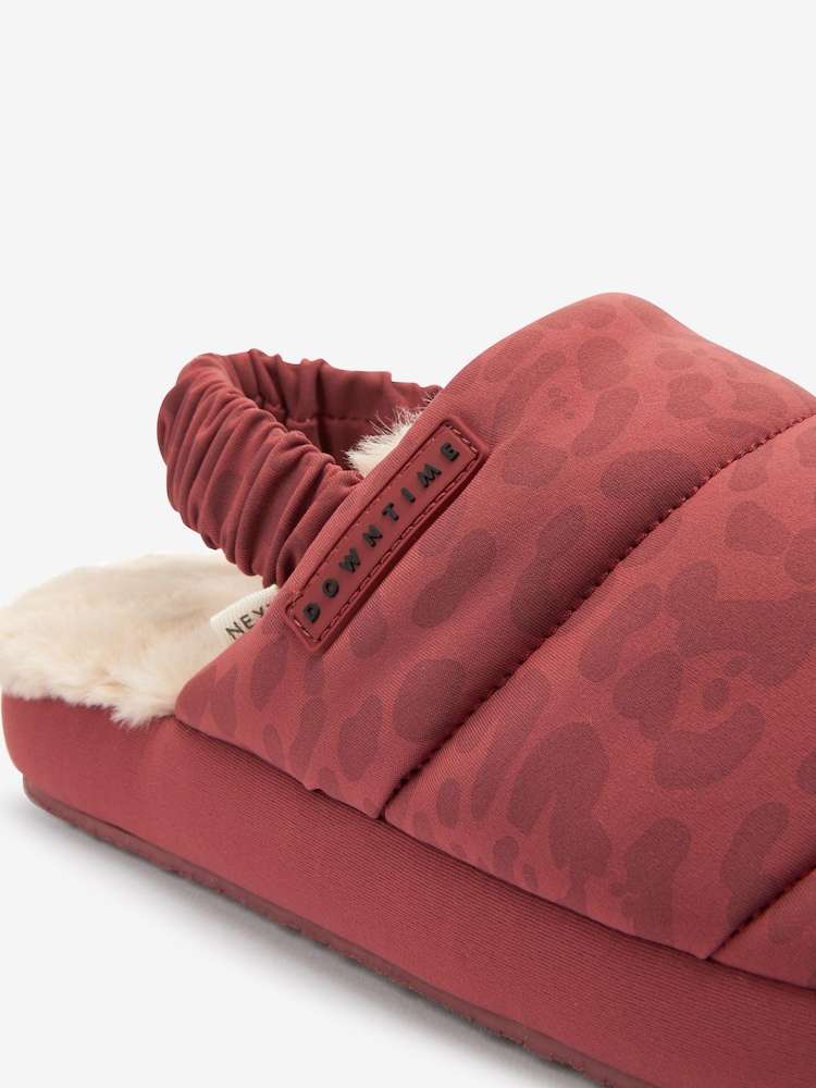 Pink Animal Print Quilted Mule Slippers With Elastic Support - Image 4 of 4