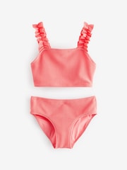 Coral Pink Ruched Strap Bikini (3-16yrs) - Image 4 of 6