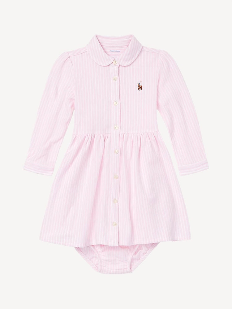 Polo Ralph Lauren 100% Cotton Baby Striped Logo Shirt Dress - Image 1 of 2