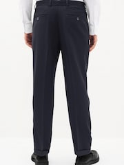 Navy Fashion Pleat Stretch Smart Trousers - Image 3 of 9