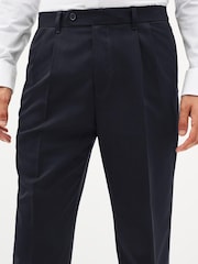 Navy Fashion Pleat Stretch Smart Trousers - Image 4 of 9