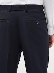 Navy Fashion Pleat Stretch Smart Trousers - Image 5 of 9