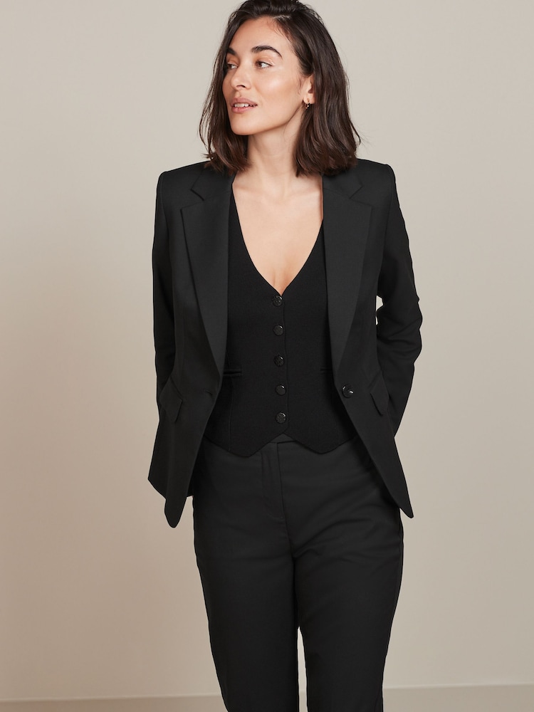 Noir - Veste droite ajustée - Image 3 of 6